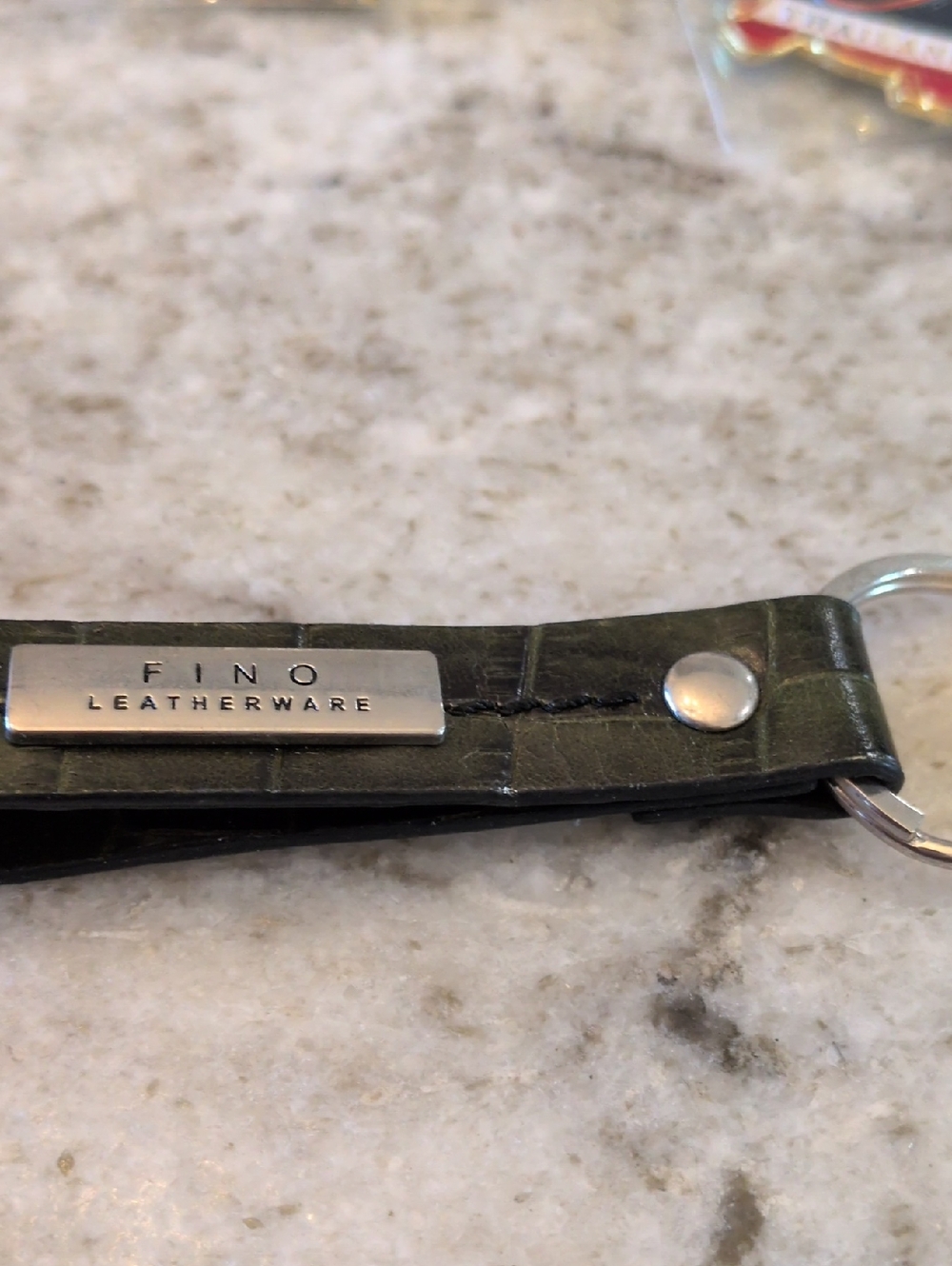 Olive Green Leather Key & Card Holder Keyring